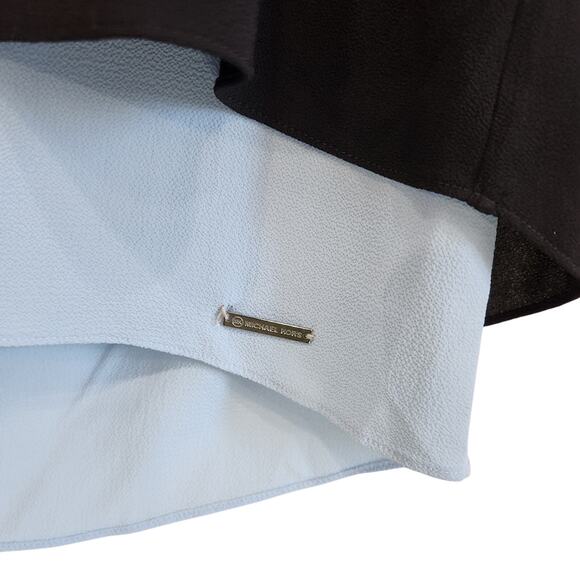 Michael Kors Colorblock Short Sleeve Layered Blouse Hi Low Hem Navy Blue Size XS - Picture 3 of 8